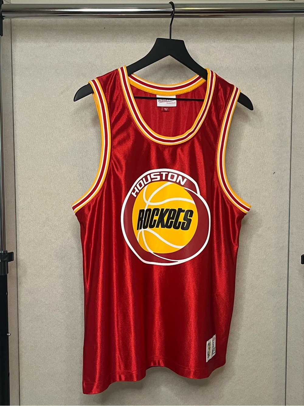 Mitchell & Ness Hardwood Classics Red and Yellow Houston Rockets Jersey